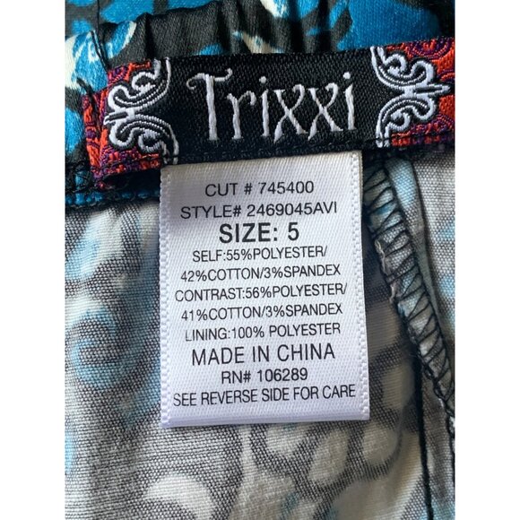 Trixxi Juniors Strapless Blue & Black Floral Pleated Dress With Bow Back Size 5 - Picture 11 of 13